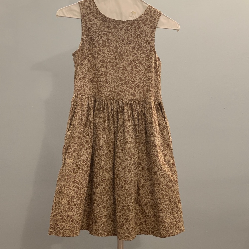 Sleeveless Brown Floral A-Line Dress